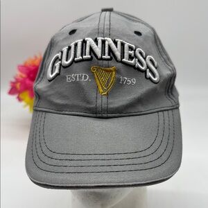 Guinness Gray Baseball Hat with Golden Harp Accent Adjustable HT7714F